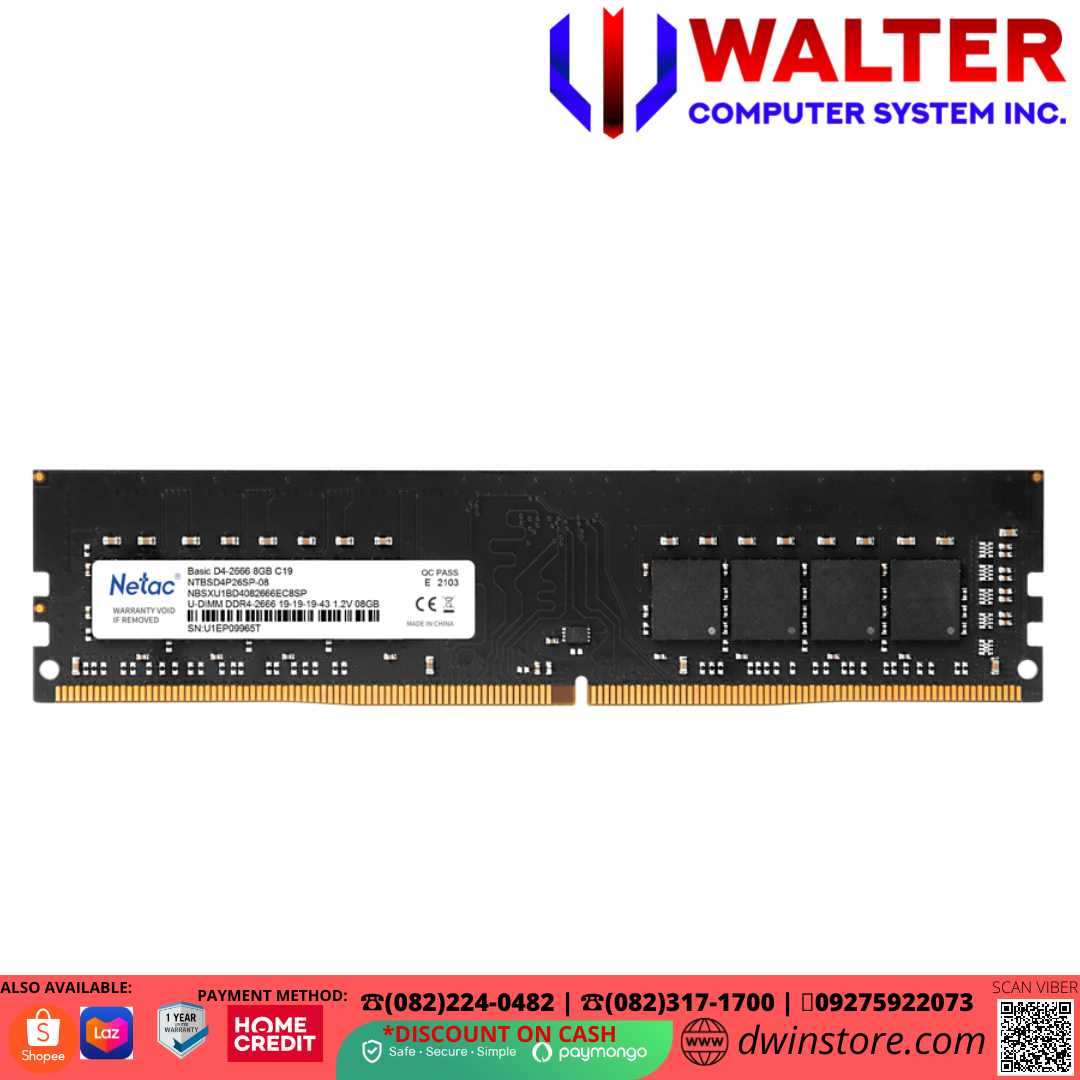 NETAC NTBSD4P26SP-08 8GB 2666MHZ UDIMM D4