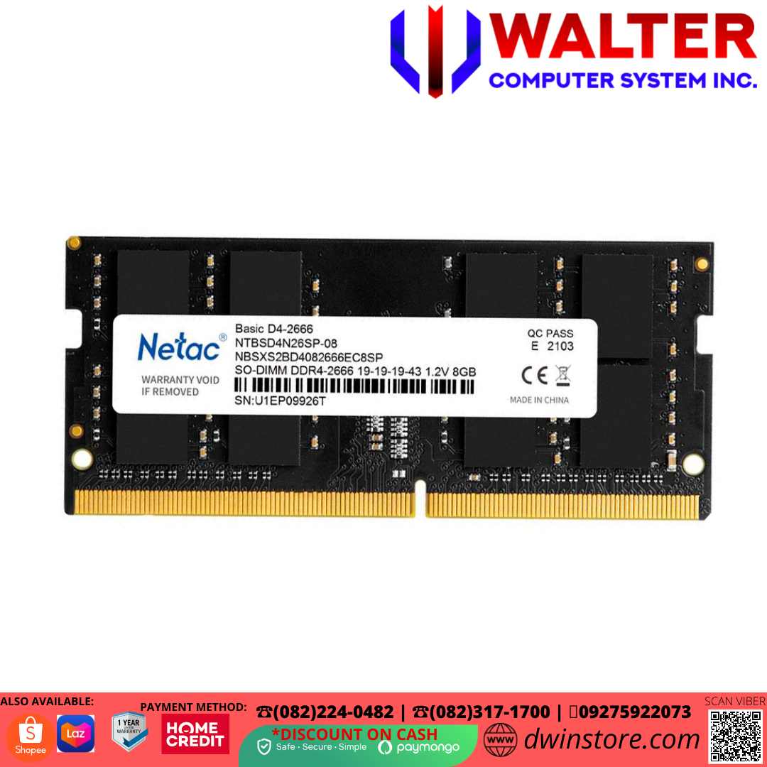 NETAC NTBSD4N26SP-08 8GB 2666MHZ SODIMM D4