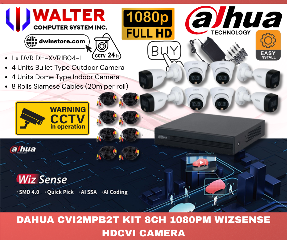 DAHUA CVI2MPB2T KIT 8CH 1080PM WIZSENSE HDCVI CAMERA